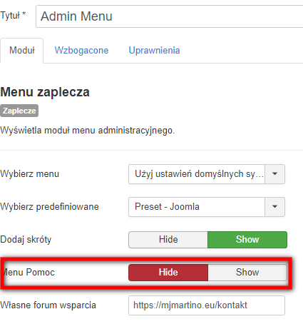 admin menu pomoc