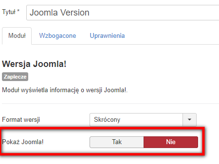 version joomla ukryj