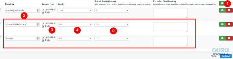 djwebp konfiguracja filtrów w dodatku joomla
