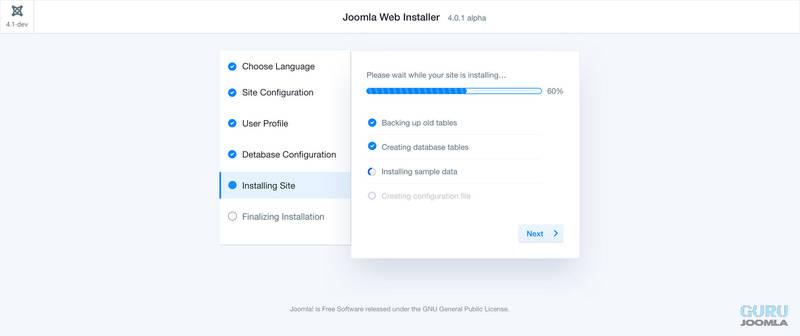 instalator krok 6 Joomla 4 - propozycja