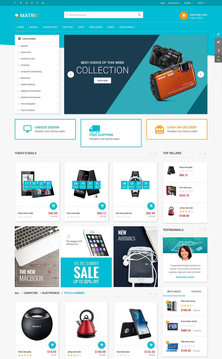 SJ Matrix - Responsive Joomla eCommerce Template